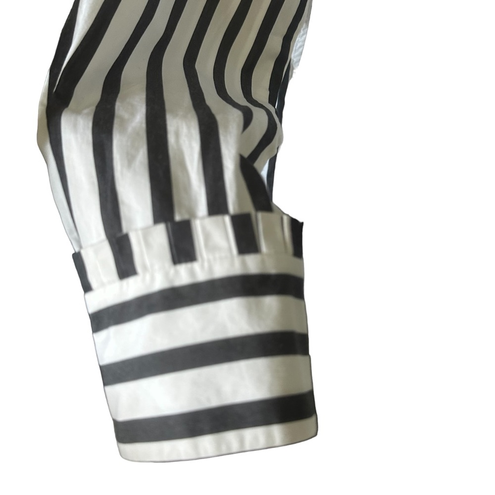 Equipment Striped High Ruffle Collar Long Sleeve Top Navy White Size Small - Picture 5 of 11